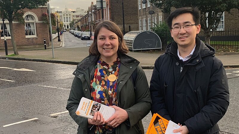 Lib Dem activists campaign in Kennington ward in Vauxhall constituency during the 2019 general election