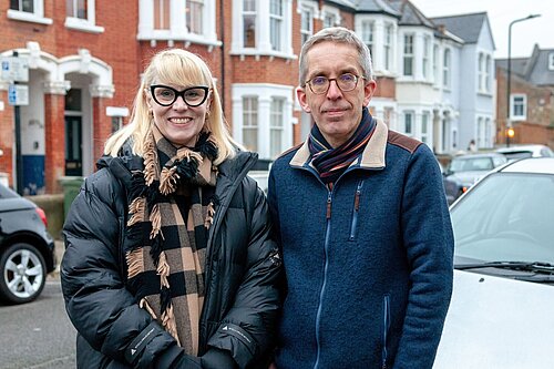 Councillors Matthew Bryant and Donna Harris standing in a park